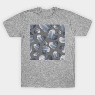 An abundance of silver hearts on grey T-Shirt